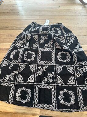 ASTR the Label, Mosaic black and white embroidery midi skirt